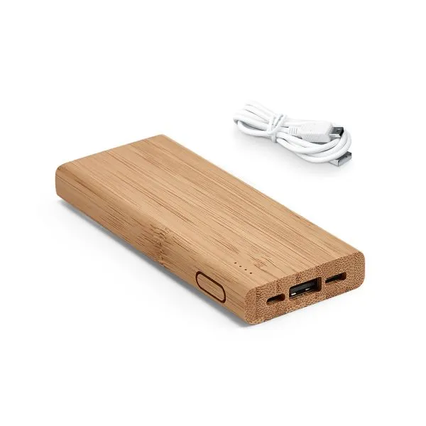 Bateria Portátil / Power Bank de Bambu – Brinde Ecológico  Brinde – Bateria portátil ecológico de bambu.