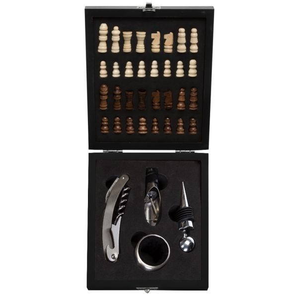 Kit Abridor de Vinho - 4 peças + Jogo de Xadrez