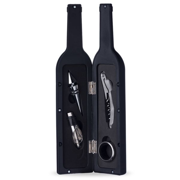 Kit Abridor de Vinho com Formato de Garrafa - 4 peças