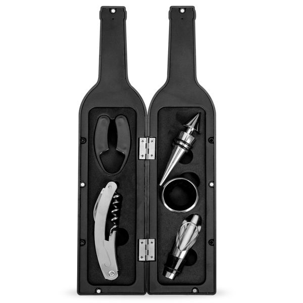 Kit Abridor de Vinho com Formato de Garrafa – 5 peças