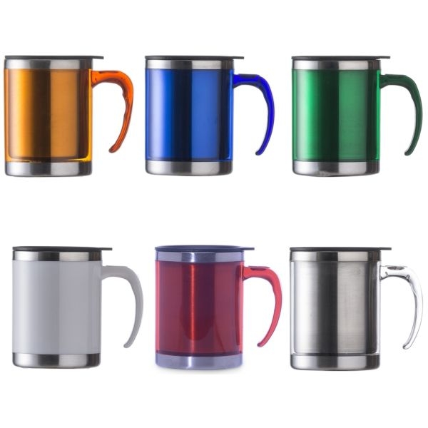 Caneca em Acrílico Colorida - Acabamento em Inox 400ml