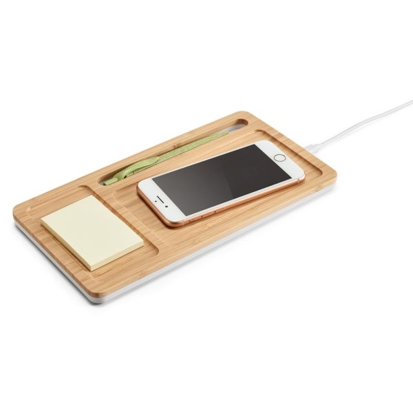 Organizador com Carregador Wireless de Bambu - Brinde Eco